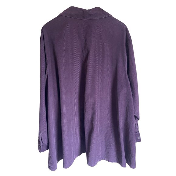J. Jill Size 4X Purple Corduroy Button Up Collared Shirt - Picture 2 of 8
